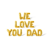 Letter Balloons - WE LOVE YOU DAD 16" Inch Alphabet Letters Foil Mylar Balloon Father's Day Party Banner (Gold)