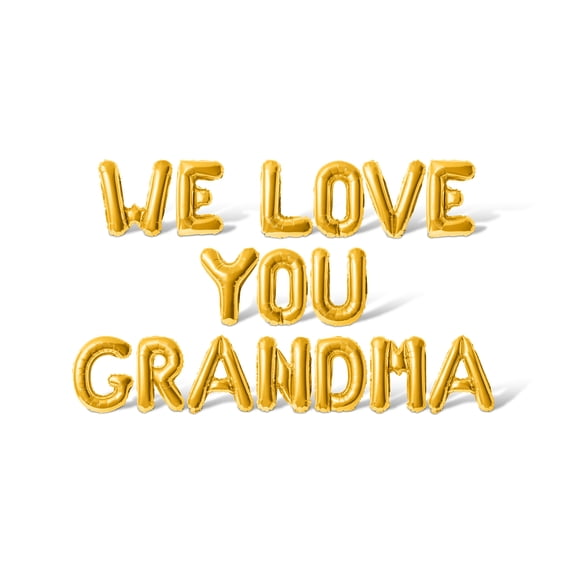 Letter Balloons - WE LOVE YOU GRANDMA 16" Inch Alphabet Letters Foil Mylar Balloon Grandparents Party Banner (Gold)
