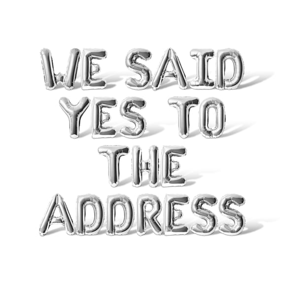 Letter Balloons - WE SAID YES TO THE ADDRESS 16" Inch Alphabet Letters Foil Mylar Balloon Bachelorette or Bridal Shower Party Banner (Silver)