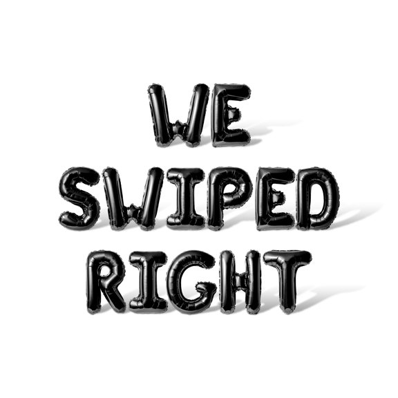 Letter Balloons - WE SWIPED RIGHT 16" Inch Alphabet Letters Foil Mylar Balloon Bachelorette or Bridal Shower Party Banner (Black)