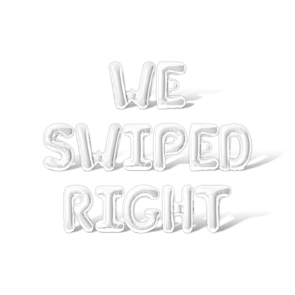 Letter Balloons - WE SWIPED RIGHT 16" Inch Alphabet Letters Foil Mylar Balloon Bachelorette or Bridal Shower Party Banner (White)