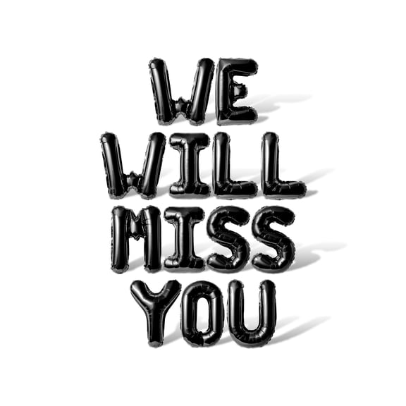 Letter Balloons - WE WILL MISS YOU 16" Inch Alphabet Letters Foil Mylar Balloon Retirement Party Banner (Black)