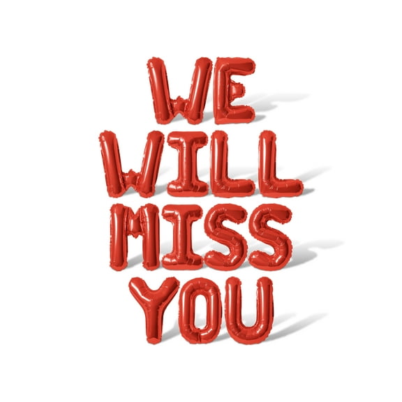 Letter Balloons - WE WILL MISS YOU 16" Inch Alphabet Letters Foil Mylar Balloon Retirement Party Banner (Red)