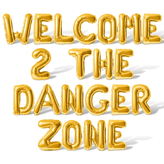 Letter Balloons - WELCOME 2 THE DANGER ZONE 16" Inch Alphabet Letters Foil Mylar Balloon 2nd Birthday Party Banner (Gold)