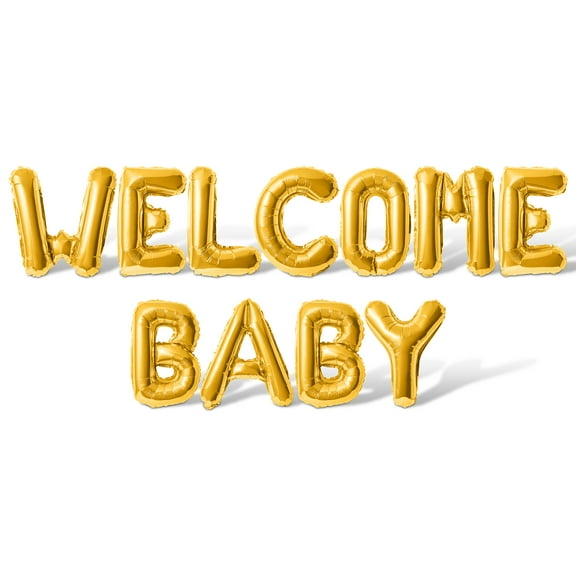 Letter Balloons - WELCOME BABY 16" Inch Alphabet Letters Foil Mylar Balloon Baby Shower Party Banner (Gold)
