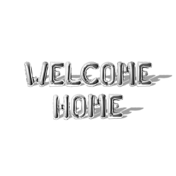 Letter Balloons - WELCOME HOME 16" Inch Alphabet Letters Foil Mylar Balloon Housewarming Party Banner (Silver)
