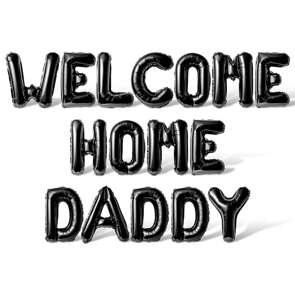 Letter Balloons - WELCOME HOME DADDY 16" Inch Alphabet Letters Foil Mylar Balloon Welcome Home Party Banner (Black)