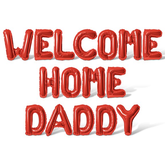 Letter Balloons - WELCOME HOME DADDY 16" Inch Alphabet Letters Foil Mylar Balloon Welcome Home Party Banner (Red)