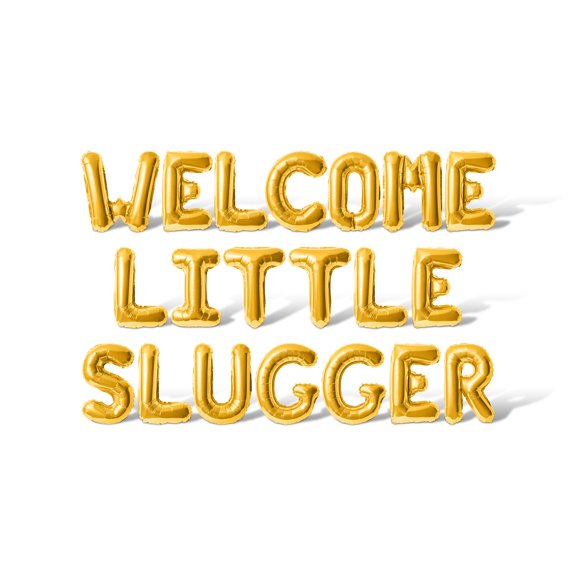 Letter Balloons - WELCOME LITTLE SLUGGER 16" Inch Alphabet Letters Foil Mylar Balloon Birthday Party Banner (Gold)