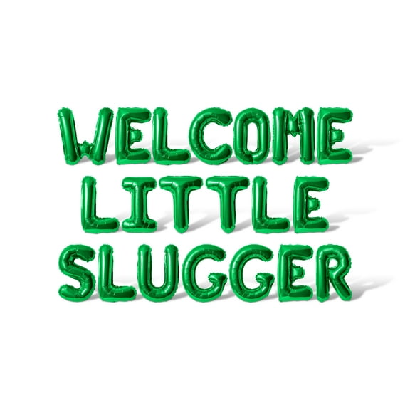 Letter Balloons - WELCOME LITTLE SLUGGER 16" Inch Alphabet Letters Foil Mylar Balloon Birthday Party Banner (Green)