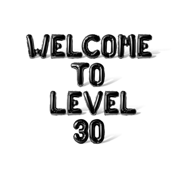 Letter Balloons - WELCOME TO LEVEL 30 16" Inch Alphabet Letters Foil Mylar Balloon Birthday Party Banner (Black)