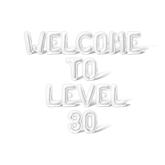Letter Balloons - WELCOME TO LEVEL 30 16" Inch Alphabet Letters Foil Mylar Balloon Birthday Party Banner (White)