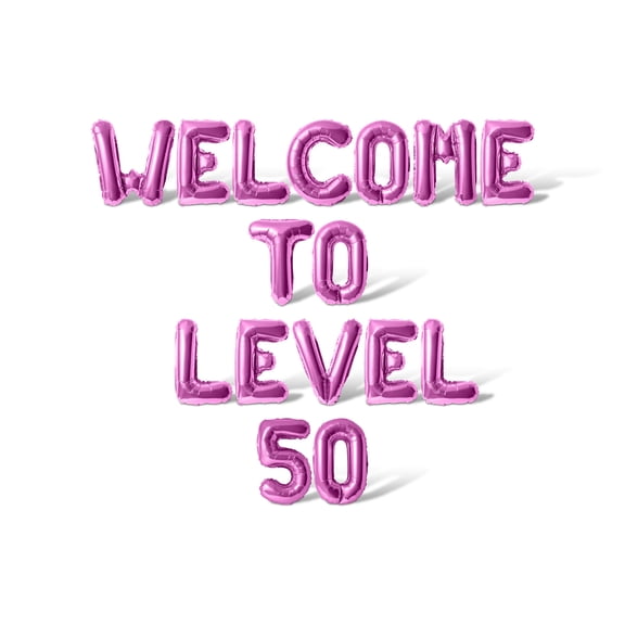 Letter Balloons - WELCOME TO LEVEL 50 16" Inch Alphabet Letters Foil Mylar Balloon Birthday Party Banner (Pink)