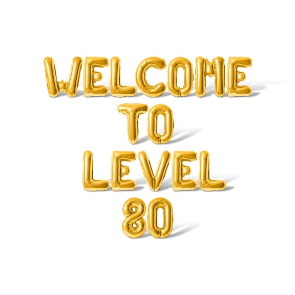 Letter Balloons - WELCOME TO LEVEL 80 16" Inch Alphabet Letters Foil Mylar Balloon Birthday Party Banner (Gold)