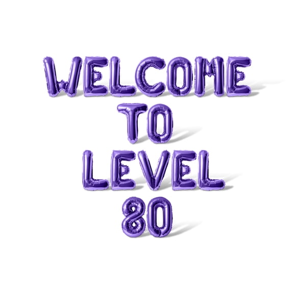 Letter Balloons - WELCOME TO LEVEL 80 16" Inch Alphabet Letters Foil Mylar Balloon Birthday Party Banner (Purple)