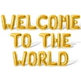 thumbnail image 1 of Letter Balloons - WELCOME TO THE WORLD 16" Inch Alphabet Letters Foil Mylar Balloon Baby Shower Party Banner (Gold), 1 of 5
