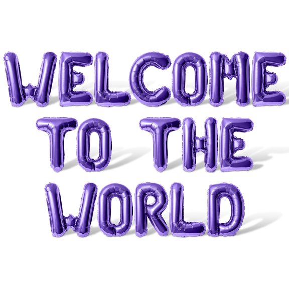 Letter Balloons - WELCOME TO THE WORLD 16" Inch Alphabet Letters Foil Mylar Balloon Baby Shower Party Banner (Purple)