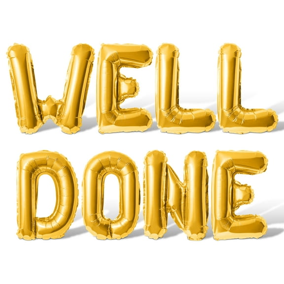 Letter Balloons - WELL DONE 16" Inch Alphabet Letters Foil Mylar Balloon Graduation Day Party Banner (Gold)