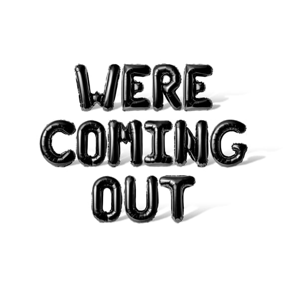 Letter Balloons - WERE COMING OUT 16" Inch Alphabet Letters Foil Mylar Balloon Pride Day Party Banner (Black)