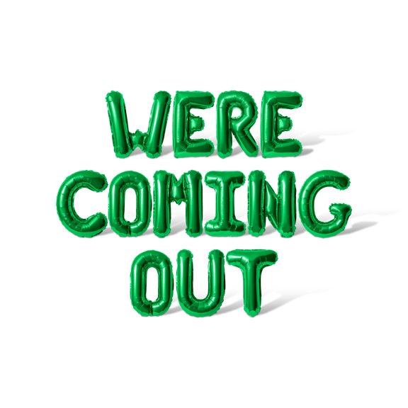Letter Balloons - WERE COMING OUT 16" Inch Alphabet Letters Foil Mylar Balloon Pride Day Party Banner (Green)