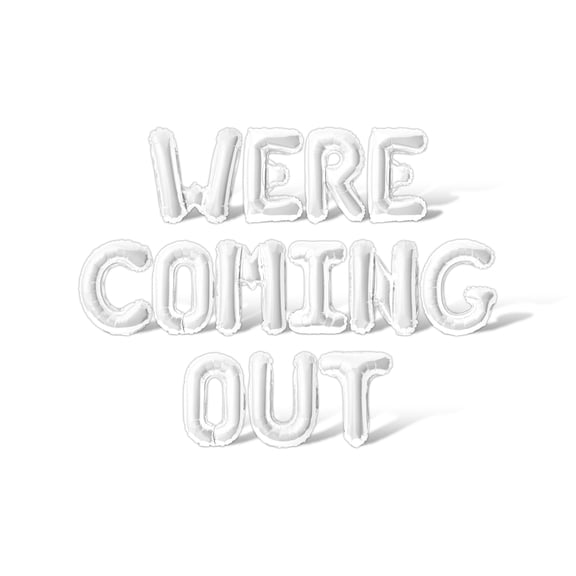 Letter Balloons - WERE COMING OUT 16" Inch Alphabet Letters Foil Mylar Balloon Pride Day Party Banner (White)