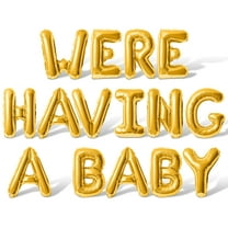 Letter Balloons - WERE HAVING A BABY 16" Inch Alphabet Letters Foil Mylar Balloon Baby Shower Party Banner (Gold)