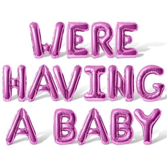 Letter Balloons - WERE HAVING A BABY 16" Inch Alphabet Letters Foil Mylar Balloon Baby Shower Party Banner (Pink)
