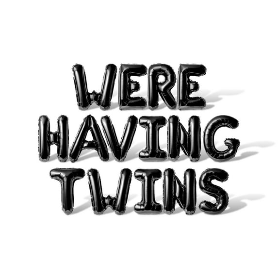 Letter Balloons - WERE HAVING TWINS 16" Inch Alphabet Letters Foil Mylar Balloon Baby Shower Party Banner (Black)