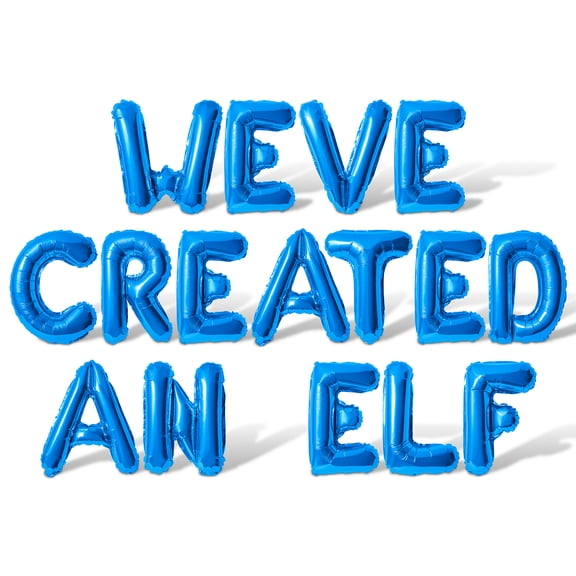 Letter Balloons - WEVE CREATED AN ELF 16" Inch Alphabet Letters Foil Mylar Balloon Baby Shower Party Banner (Blue)