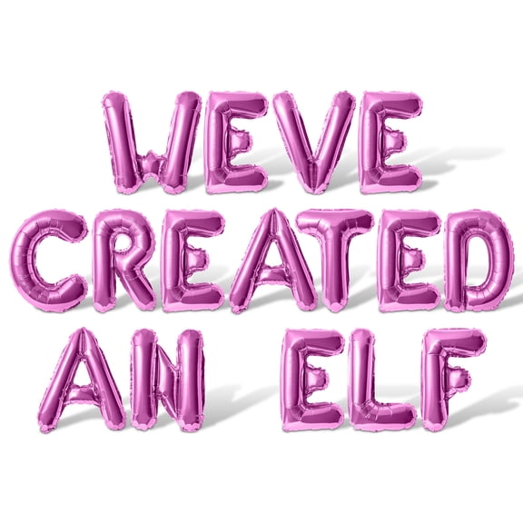 Letter Balloons - WEVE CREATED AN ELF 16" Inch Alphabet Letters Foil Mylar Balloon Baby Shower Party Banner (Pink)