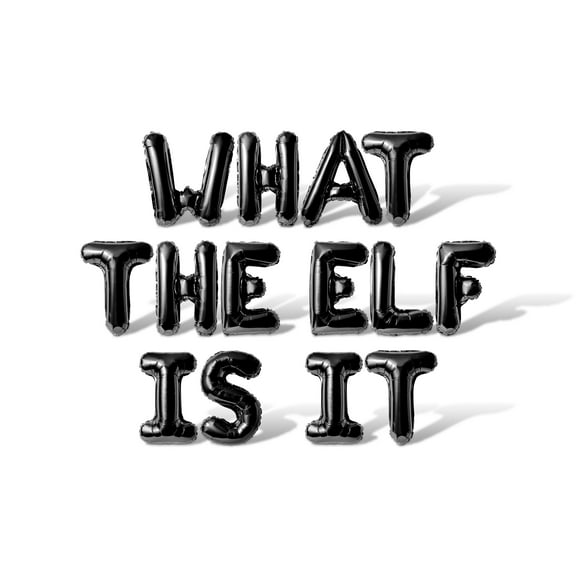 Letter Balloons - WHAT THE ELF IS IT 16" Inch Alphabet Letters Foil Mylar Balloon Christmas Party Banner (Black)