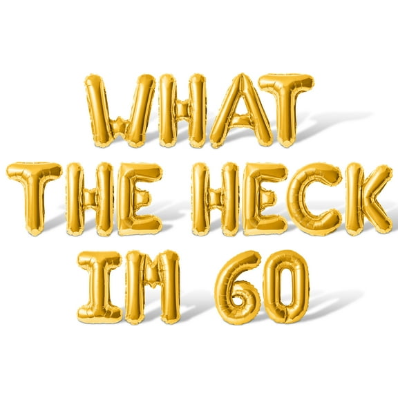 Letter Balloons - WHAT THE HECK IM 60 16" Inch Alphabet Letters Foil Mylar Balloon 60th Birthday Party Banner (Gold)