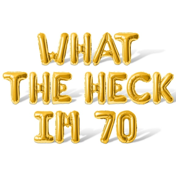 Letter Balloons - WHAT THE HECK IM 70 16" Inch Alphabet Letters Foil Mylar Balloon 70th Birthday Party Banner (Gold)