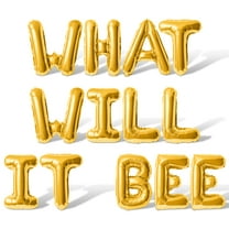 Letter Balloons - WHAT WILL IT BEE 16" Inch Alphabet Letters Foil Mylar Balloon Baby Shower Party Banner (Gold)