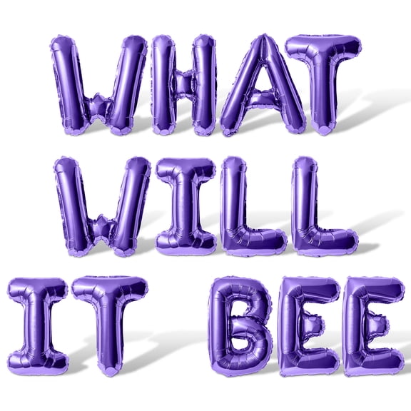 Letter Balloons - WHAT WILL IT BEE 16" Inch Alphabet Letters Foil Mylar Balloon Baby Shower Party Banner (Purple)