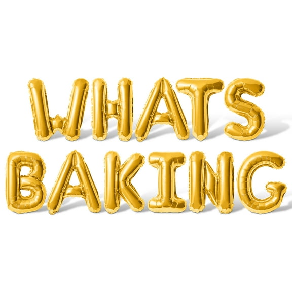 Letter Balloons - WHATS BAKING 16" Inch Alphabet Letters Foil Mylar Balloon Baby Shower Party Banner (Gold)