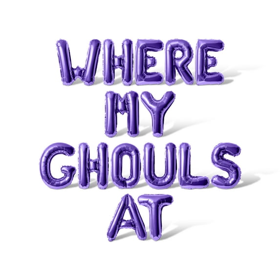 Letter Balloons - WHERE MY GHOULS AT 16" Inch Alphabet Letters Foil Mylar Balloon Halloween Party Banner (Purple)