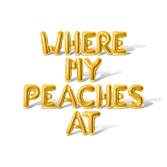 Letter Balloons - WHERE MY PEACHES AT 16" Inch Alphabet Letters Foil Mylar Balloon Bachelorette or Bridal Shower Party Banner (Gold)