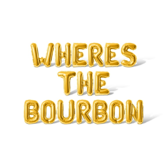 Letter Balloons - WHERES THE BOURBON 16" Inch Alphabet Letters Foil Mylar Balloon Kentucky Derby Day Party Banner (Gold)