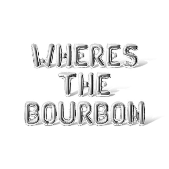 Letter Balloons - WHERES THE BOURBON 16" Inch Alphabet Letters Foil Mylar Balloon Kentucky Derby Day Party Banner (Silver)