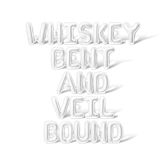 Letter Balloons - WHISKEY BENT AND VEIL BOUND 16" Inch Alphabet Letters Foil Mylar Balloon Bachelorette or Bridal Shower Party Banner (White)