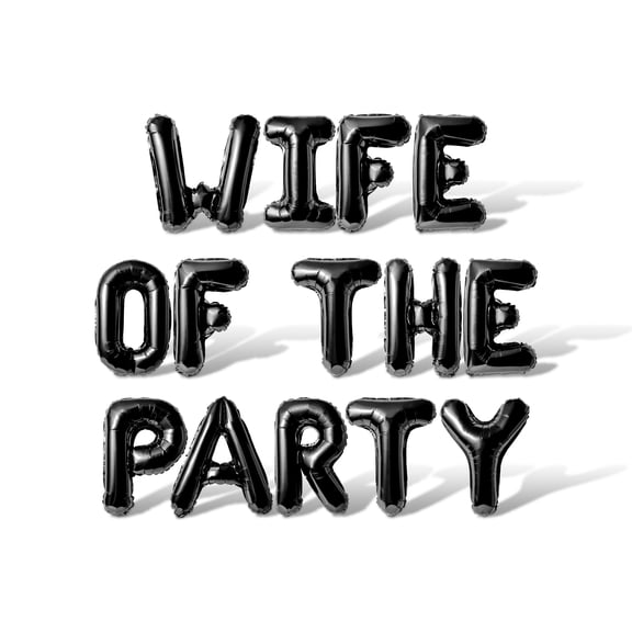 Letter Balloons - WIFE OF THE PARTY 16" Inch Alphabet Letters Foil Mylar Balloon Bachelorette or Bridal Shower Party Banner (Black)