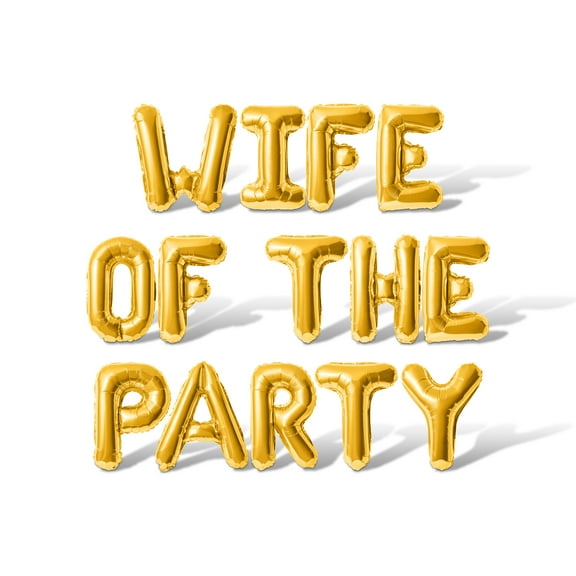 Letter Balloons - WIFE OF THE PARTY 16" Inch Alphabet Letters Foil Mylar Balloon Bachelorette or Bridal Shower Party Banner (Gold)
