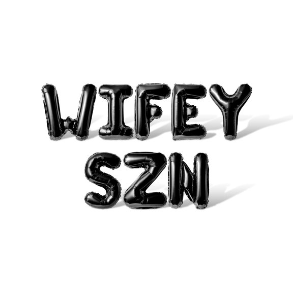 Letter Balloons - WIFEY SZN 16" Inch Alphabet Letters Foil Mylar Balloon Bachelorette or Bridal Shower Party Banner (Black)
