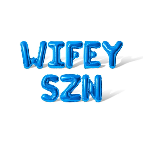 Letter Balloons - WIFEY SZN 16" Inch Alphabet Letters Foil Mylar Balloon Bachelorette or Bridal Shower Party Banner (Blue)