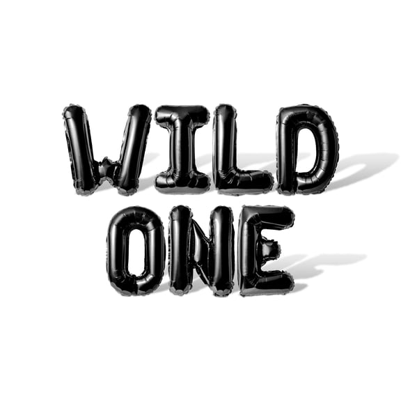 Letter Balloons - WILD ONE 16" Inch Alphabet Letters Foil Mylar Balloon Birthday Party Banner (Black)