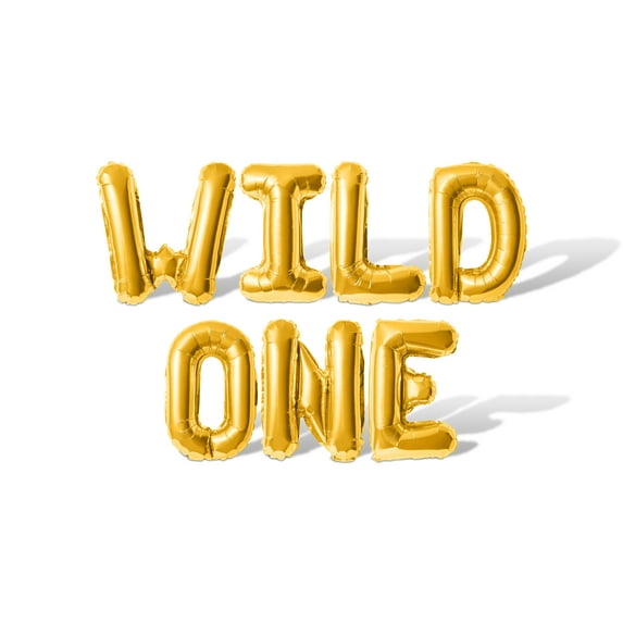 Letter Balloons - WILD ONE 16" Inch Alphabet Letters Foil Mylar Balloon Birthday Party Banner (Gold)