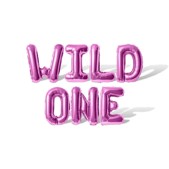 Letter Balloons - WILD ONE 16" Inch Alphabet Letters Foil Mylar Balloon Birthday Party Banner (Pink)