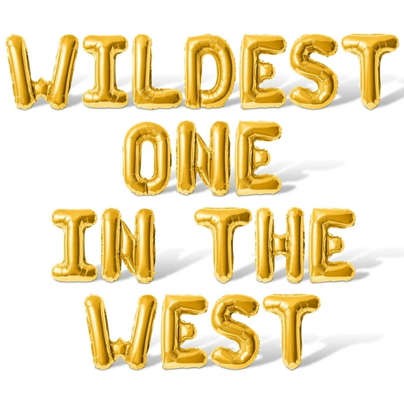 Letter Balloons - WILDEST ONE IN THE WEST 16" Inch Alphabet Letters Foil Mylar Balloon 1st Birthday Party Banner (Gold)