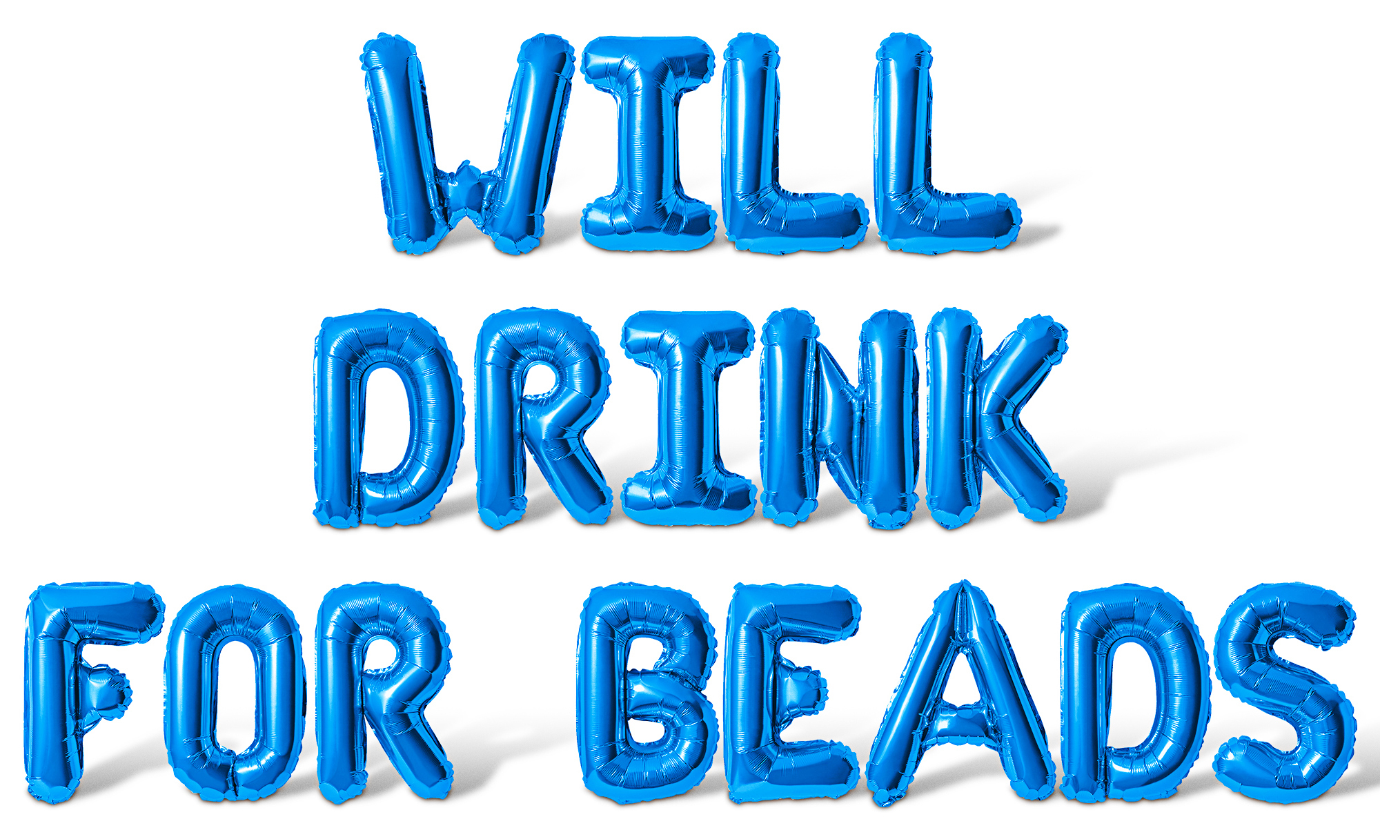 Letter Balloons - WILL DRINK FOR BEADS 16" Inch Alphabet Letters Foil Mylar Balloon Mardi Gras Party Banner (Blue)